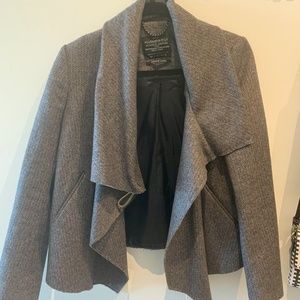 ALL SAINTS Dark Brown Warm Wrap Overlay Jacket